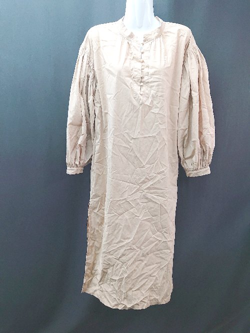 ◇ I_am アイアム ボタン 薄手 ストレッチ カジュアル オシャレ 長袖 ロング丈 ワンピース サイズF ベージュ レディース E 【中古】