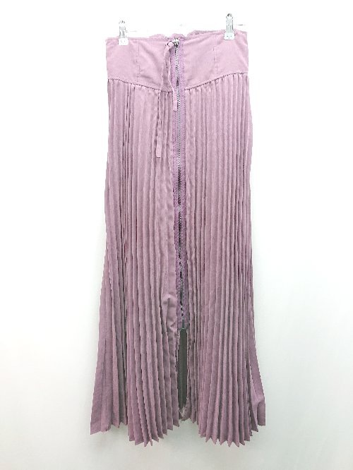 ◇ PERSON&PEOPLE ハイウエスト バックファスナー スエード生地 ロング プリーツ スカート サイズF パープル レディース E 【中古】