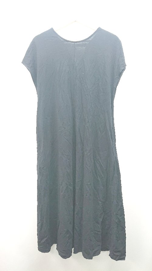 ◇ Vis-a-Vis ビザビ ラウンドネック 無地 薄手 ゆったり 半袖 ロング ワンピース サイズS ブラック レ..