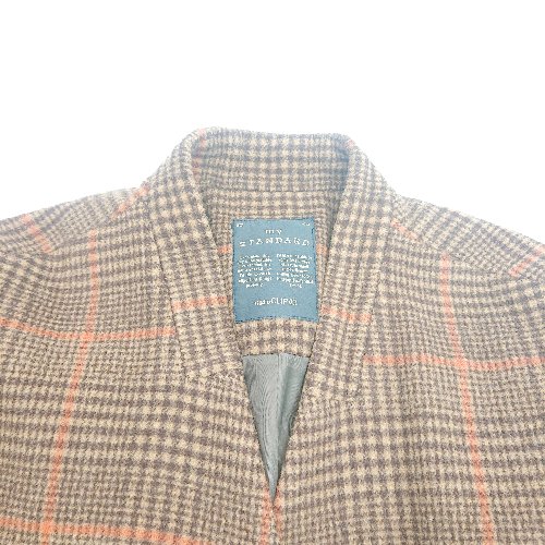 ◇ studio CLIP ウール混 チェック柄 ゆったり ノーカラー 長袖 コート サイズM ブラウン レディース E 【中古】