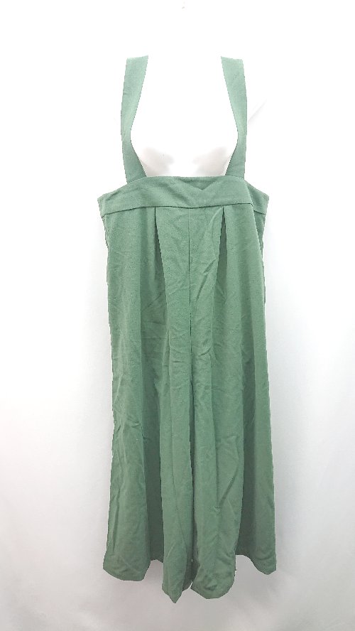 ◇ ◎ ●未使用● studio CLIP 無地 バックウエストゴム タック ワイド サロペットパンツ サイズF グリーン レディース E 【中古】