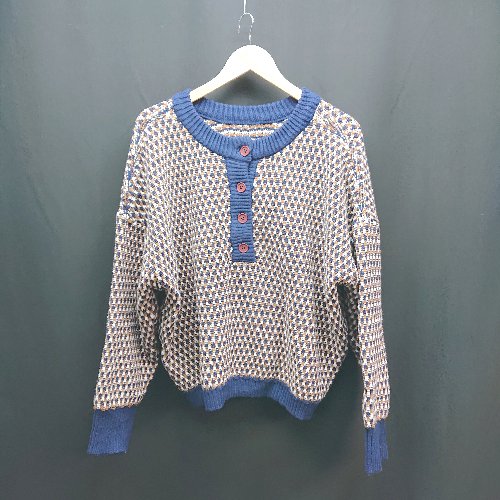 ◇ classicalelf クラシカルエルフ 2WAY ジャガード柄 オーバーサイズ 長袖 ニット サイズL ブラウン レディース E 【中古】