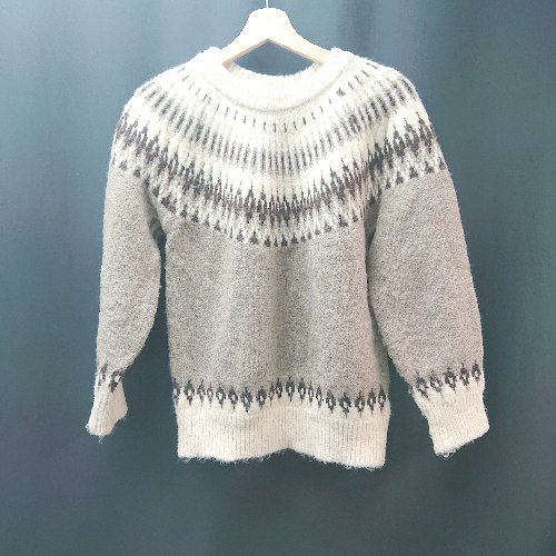 ◇ HOLIDAY ホリデイ ノルディック柄 厚手 ラウンドネック 長袖 ニット サイズF ブラウン レディース E 【中古】