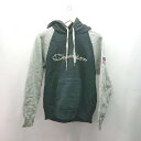 ◇ Champion チャンピオン プルオーバー ロゴ刺繡 ストリート 大人 長袖 フーディー サイズMEDIUM ブラック グレー メンズ E ...