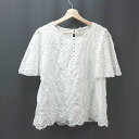 ◇ GAP ギャップ ラウンドネック レース 薄手 シンプル 半袖 ブラウス サイズS ホワイト レディース E 【中古】(4)