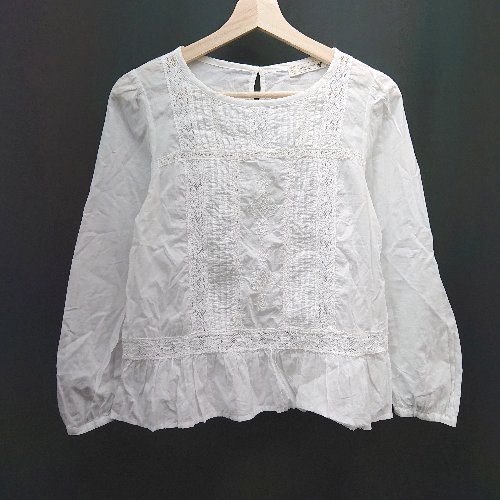 ◇ earth music&ecology 花柄刺繍 レース コットン100% ガーリー 長袖 シャツ サイズF アイボリー レディース E 【中古】 ◇ earth music&ecology 花柄刺繍 レース コットン100% ガーリー 長袖 シャツ サイズF アイボリー レディース E 【中古】