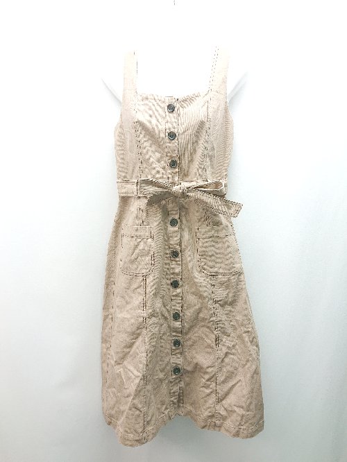 ◇ ◎ OLIVE de OLEVE フロントボタン カジュアル 裏地無し おしゃれ 膝丈 ワンピース サイズF ベージュ ..