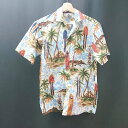 ◇ ALOHA REPUBLIC 柄シャツ カジュアル オーバーサイズ おしゃれ 半袖 アロハシャツ サイズS クリーム メンズ E 【中古】