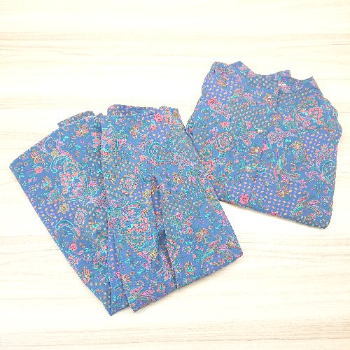 ◇ Ray Cassin バンドカラー フロントボタン ウエストゴム ロング丈 セットアップ サイズF ネイビー レディース E 【中古】(4)