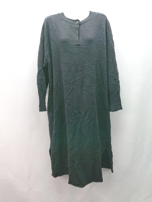 ◇ LOWRYS FARM ニット シンプル 秋冬素材 長袖 ロング丈 ワンピース サイズF ブラック レディース E 【中古】