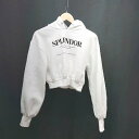 ◇ ENVYM フーディー プリント ショート丈 裏起毛 長袖 パーカー サイズFREE ホワイト レディース E 【中古】