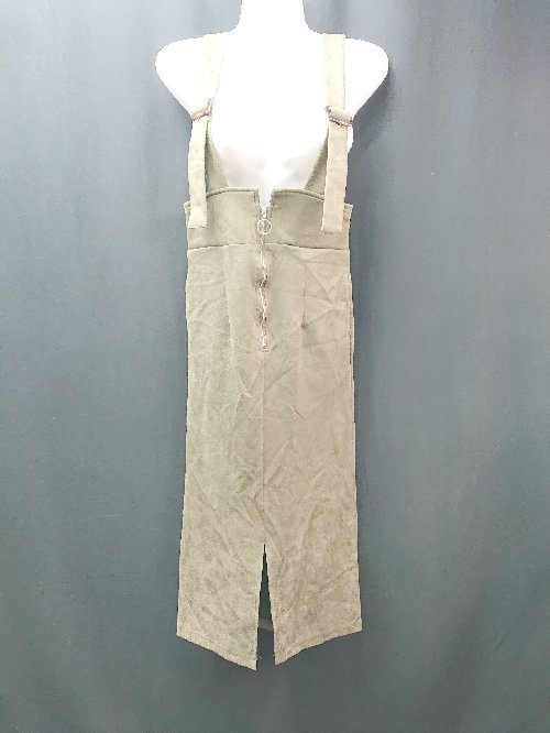 ◇ GORGE ゴージ 無地 スエード調 バックウエストゴム ロング ワンピース サイズF カーキ レディース E 【中古】