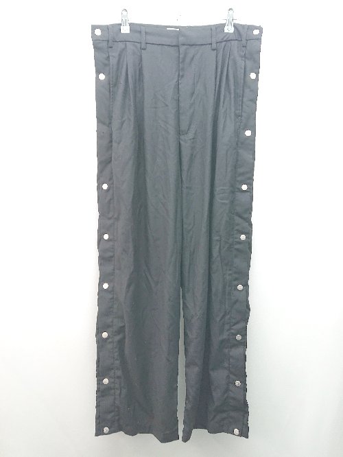 ◇ Andrer サイドスリット きれいめ ワントーン シンプル ワイドパンツ サイズL ブラック メンズ E 【中古】(4)