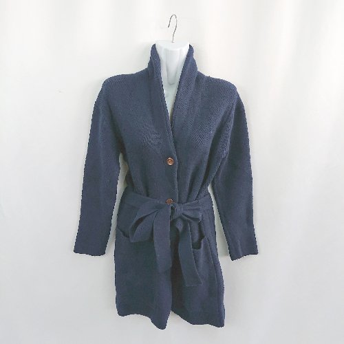 ◇ ◎ Ron Heamam シングルボタン ニット ハイゲージ カジュアル 長袖 カーディガン サイズXS ネイビー レディース E 【中古】