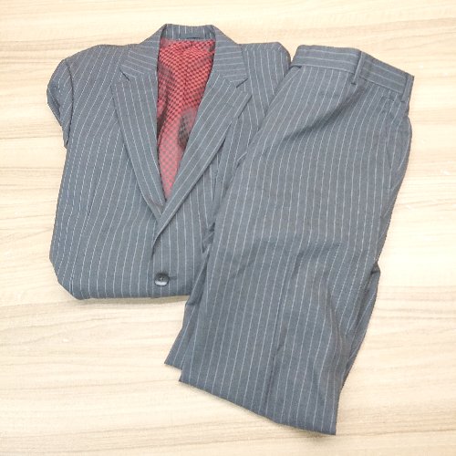 ◇ SARTO KLEIS 総裏仕立て ストライプ柄 オフィス 仕事 通勤 ワーク S スーツセットアップ 表記なし グレー メンズ E 【中古】