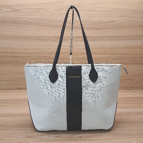 ◇ Samantha & chouette ロゴワンポイント 大容量サイズ フェミニン トートバッグ ホワイト ブラック レディース E 【中古】