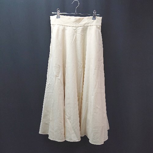 ◇ NOBEL サイドファスナー 裏地あり 伸縮性なし 無地シンプル ロング フレア スカート サイズ36 イエロー レディース E 【中古】