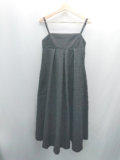 ◇ La-gemme 肩紐調整可能 裏地あり バスト部分ゴム 無地 ロング ワンピース 表記なし ブラック レディ..