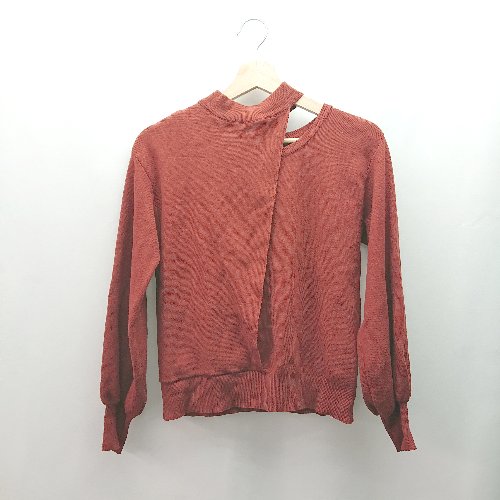 ◇ REDYAZEL レディアゼル チョーカー風デザイン リブ生地 おしゃれ 長袖 ニット サイズF レッド レディース E 【中古】