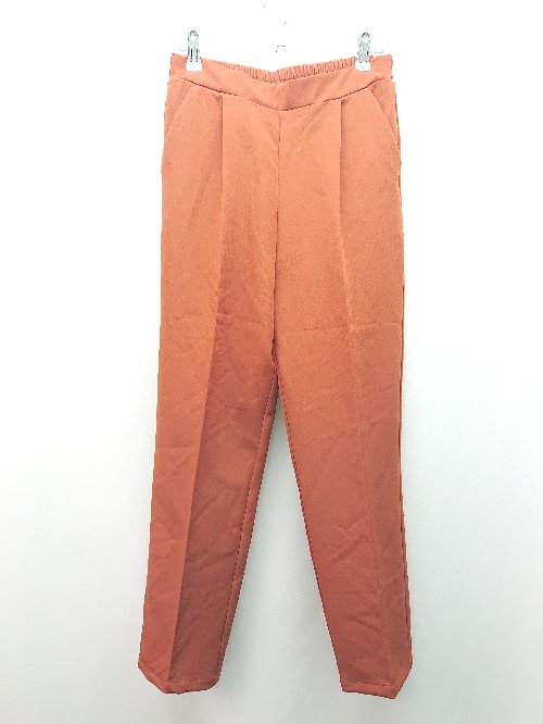 ◇ Chaco closet センタープレス カラー タック バックウエストゴム テーパードパンツ サイズL オレンジ レディース E 【中古】