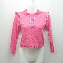 ◇ OneSpo 子供服 キッズ リボン 冬物 フリル 長袖 ニット サイズF ピンク レディース E 【中古】