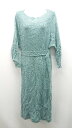 ◇ ◎ NATURAL BEAUTY BASIC 厚手 無地 冬物 ベルト付き ニット 長袖 ロング ワンピース サイズM グリーン レディース E 【中古】