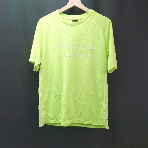 ◇ Spazio カジュアル シンプル ポリエステル100% スポーツ 半袖 Tシャツ サイズL ネオンイエロー メンズ E 【中古】