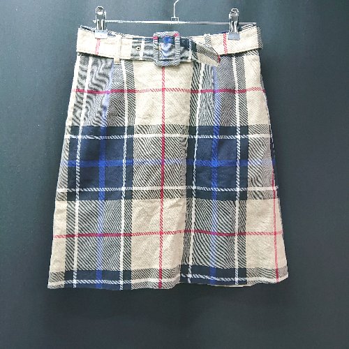 ◇ York land チェック柄 ベルト カジュアル ミニ丈 台形 スカート サイズ7AR ベージュ/ブラック レディース E 【中古】 ◇ York land チェック柄 ベルト カジュアル ミニ丈 台形 スカート サイズ7AR ベージュ/ブラック レディース E 【中古】