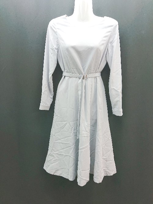 ◇ NATURAL BEAUTY BASIC カジュアル シンプル フォーマル 長袖 ロング丈 ワンピース サイズS アイスブルー レディース E 【中古】