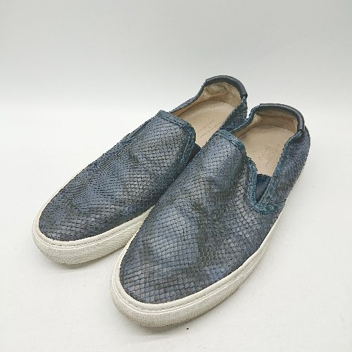 ◇ ZARA ザラ パイソン柄 フレンチカジュアル サイドゴア スリッポン サイズFR42 ブル−系 メンズ E 【中古】