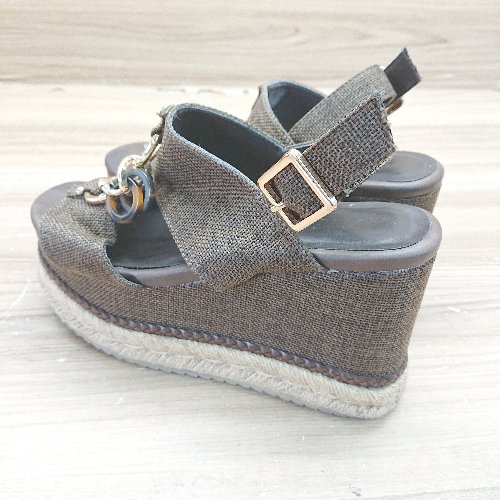 ◇ MURUA ムルーア ウエッジソール 厚底ソール 装飾 サンダル 表記なし カ－キ レディ－ス E 【中古】