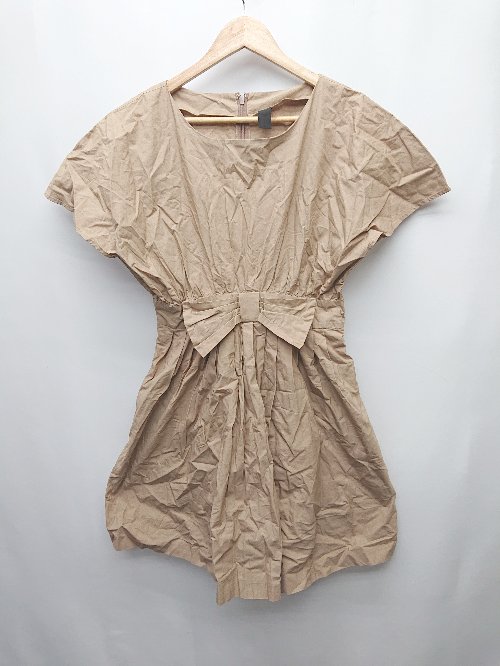 ◇ malla マーラ バックジップ 無地 カジュアル 半袖 ミニ ワンピース サイズ38 キャメル系 レディース P 【中古】