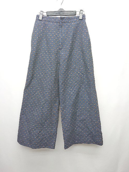 ◇ ADAM ET ROPE' アダムエロペ 星柄 ラメ入り ワイド パンツ サイズ36 ネイビー レディース P 【中古】