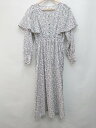 ◇ natural couture ナチュラルクチュール ケープフリル 小花柄 長袖 膝下丈 ワンピース サイズF パープル系 レディース P 【中古】