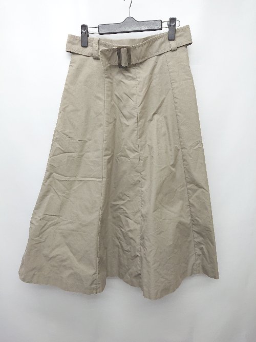 ◇ ◎ SHIPS シップス シンプル バックジップ ロング フレア スカート サイズM カーキ レディース P 【中古】