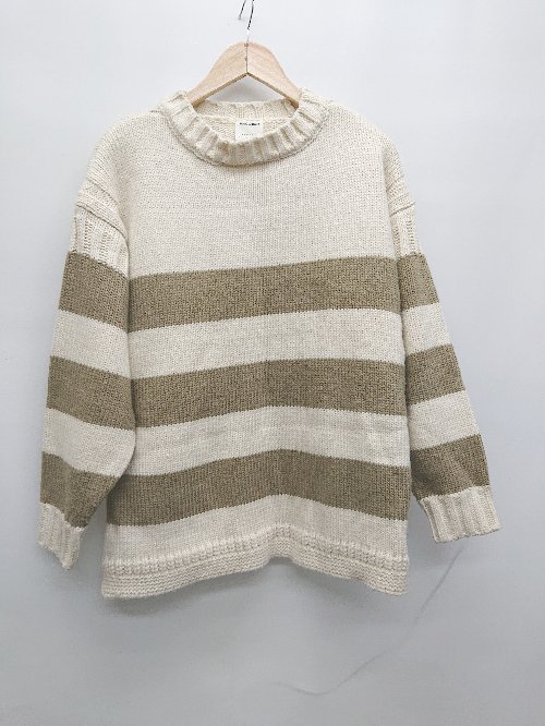 ◇ MACOBER マコバ サイドスリット ボーダー 長袖 ニット セーター ベージュ モカ系 レディース P 【中古】(4)