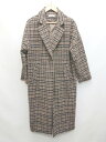◇ BACK NUMBER チェック ウール ロング 長袖 チェスターコート サイズF ブラック ベージュ マルチ レディース メンズ P 【中古】