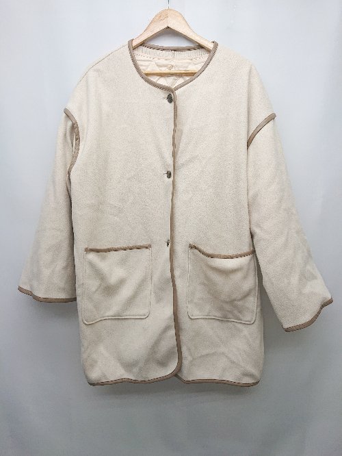 ◇ ◎ ITEMS アイテム URBAN RESEARCH パイピング 2WAY ノーカラー 長袖 コート サイズFREE ライトベージュ系 レディース P 【中古】