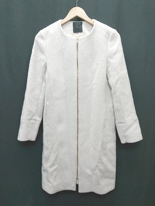 ◇ URBAN RESEARCH ROSSO ロッソ ノーカラー きれいめ ジップアップ 長袖 コート サイズF ライトグレー系 レディース P 【中古】