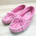 ◇ Minnetonka ミネトンカ デッキシューズ フラット 定番 モカシンシュ-ズ サイズ6 ピンク系 レディース E 【中古】