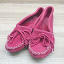 ◇ Minnetonka ミネトンカ 185638 007 18 定番 リボン モカシンシュ-ズ サイズ7 レッド系 レディース E 【中古】