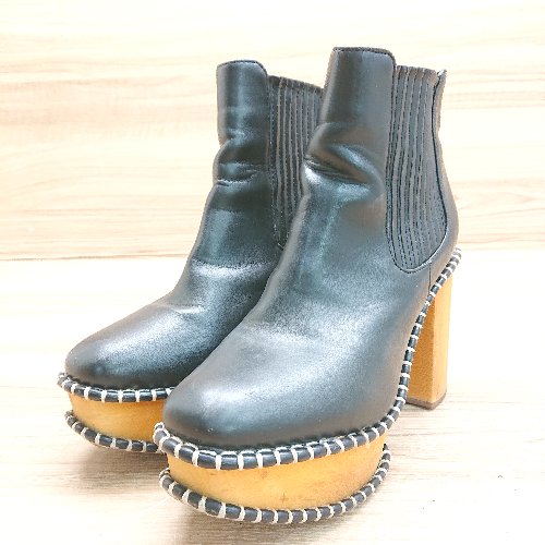 ■ MOUSSY マウジー ウッドソール アイコニック サイドゴア ショート丈 ブ-ツ サイズM ブラック レディース E 【中古】 ■ MOUSSY マウジー ウッドソール アイコニック サイドゴア ショート丈 ブ-ツ サイズM ブラック レディース E 【中古】