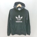 ◇ adidas アディダス シンプル ブランドロゴプリント 定番 長袖 パ-カ- サイズM ブラック メンズ E 【中古】