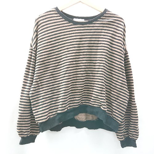 ◇ Simplicite ボ－ダ－柄 リブ袖 フィッシュテール 長袖 トレ－ナ－ 表記なし ブラック ブラウン系 レ..