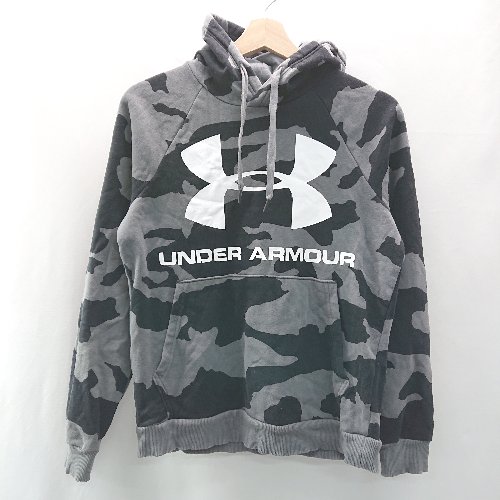 ◇ UNDER ARMOUR アンダーアーマー カモフラ ロゴプリント 長袖 パ-カ- サイズS/M ブラック グレ- レディース メンズ E 【中古】 ◇ UNDER ARMOUR アンダーアーマー カモフラ ロゴプリント 長袖 パ-カ- サイズS/M ブラック グレ- レディース メンズ E 【中古】