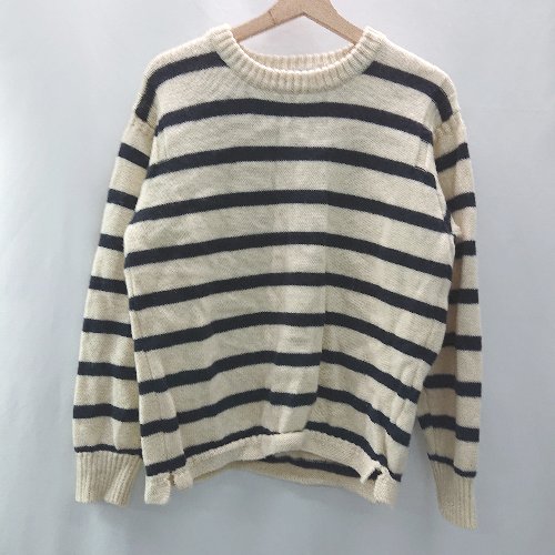 ◇ Caopanic チャオパニック ボーダー柄 シンプル 長袖 ニットセーター サイズL クリーム系 レディース E 【中古】