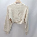 ◇ Heather クロップド丈 パフスリ-ブ 袖スリット ハイネック 長袖 ニットセ-タ- サイズF クリ-ム系 レディース E 【中古】
