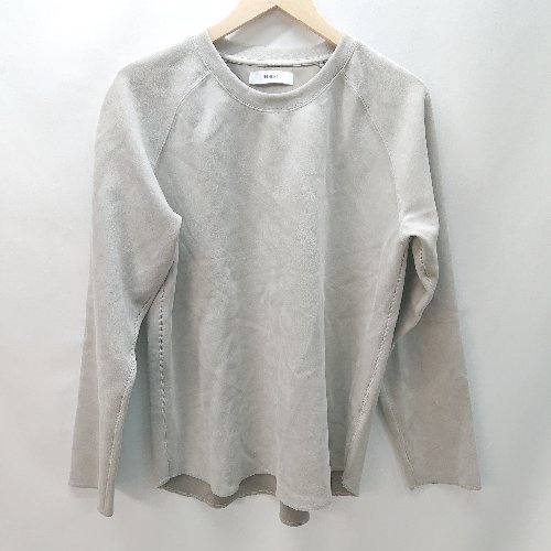 ◇ INHERIT スエ－ド調 ラグランスリ－ブ ゆったりサイズ 長袖 トレ－ナ－ サイズL グレー系 レディース..