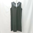 ◇ Aunt Marie's Vネック ジャンパ-スカ-ト ノ-スリ-ブ ロング丈 ワンピース サイズF ブラック レディース E 【中古】