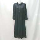 ◇ apres jour アプレジュール レース パールボタン 襟付き 長袖 ロング丈 ワンピース サイズF ブラック レディース E 【中古】